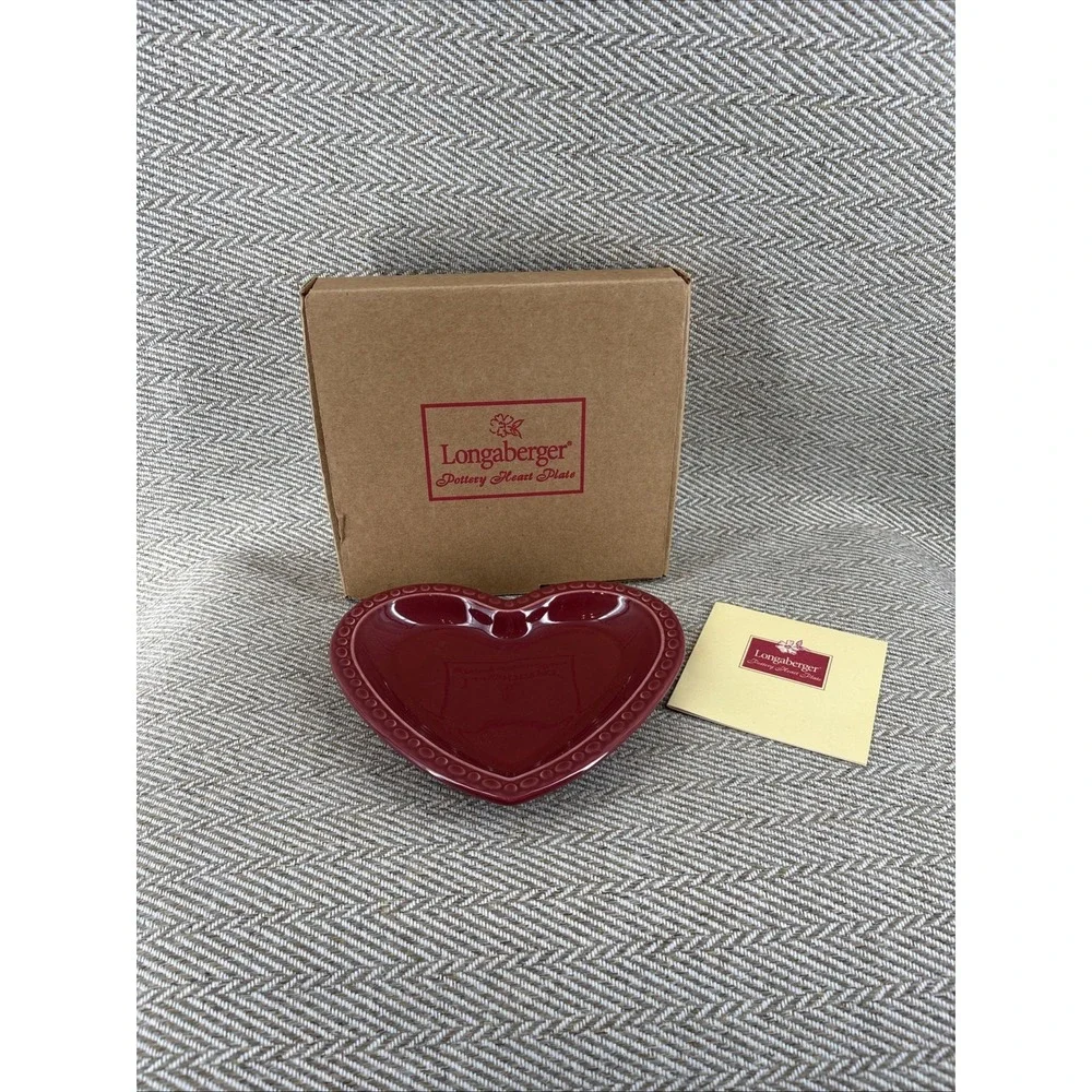 Longaberger Pottery 2001 Red Heart Plate #30506 Made in the USA